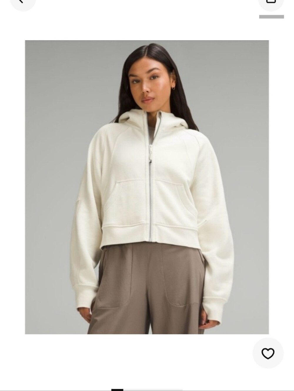 Lululemon Cropped Scupa Hooded Zip-Up Sweatshirt In Heathered Off-White Size XS